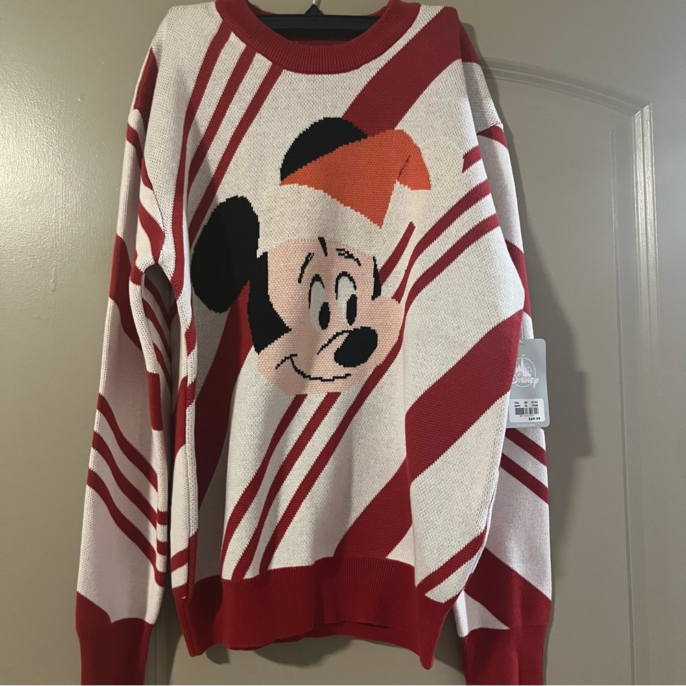 Mickey Mouse candy cane print Christmas sweater